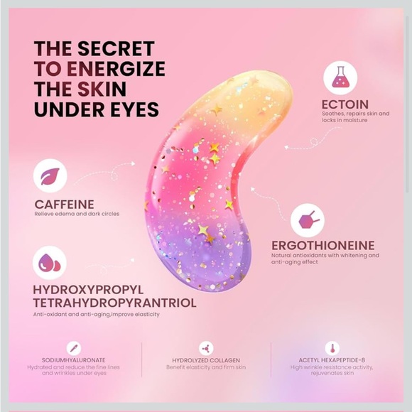 Pink Glitter Eye Mask - Hydrating Under-Eye Patches (12 Pairs) - Picture 4 of 9